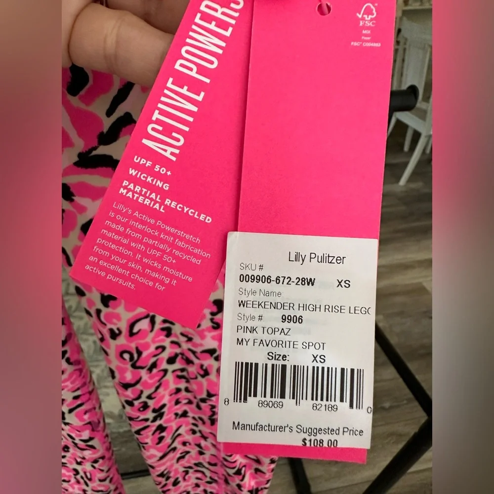 NWT Lilly Pulitzer Luxletic Weekender High Rise Leggings Pink Topaz XS - Picture 3 of 3